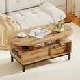 thumbnail image 4 of Costway 47" Oval Top Coffee Table with 4 Open Compartments & Drawer, 5 support legs Natural, 4 of 10