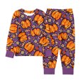 thumbnail image 4 of Angala Halloween Pajamas For Big Boys Girls Pumpkin Graphic Pjs Outfits Long Sleeve Pants Set Kid Fall Homewear, 4 of 4
