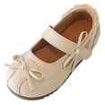thumbnail image 3 of Viluyesy Girls Spring Summer Dress Shoes - Glossy Bowknot Flats Soft Sole Princess Wedding Party School Beige Size 7, 3 of 10