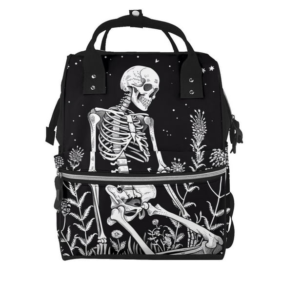 Defioc Vintage Black white Plant skull for Baby Diaper Bag Backpack - Baby Bag for Boys & Girls - Diaper Backpack - Large Travel Diaper Bags- Baby Registry Search & Shower Gifts