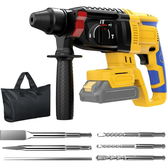 Cordless SDS-Plus Rotary Hammer Drill Compatible with Dewalt 20V MAX Battery, Brushless Motor, 4-Function, Tool Only (No Battery)