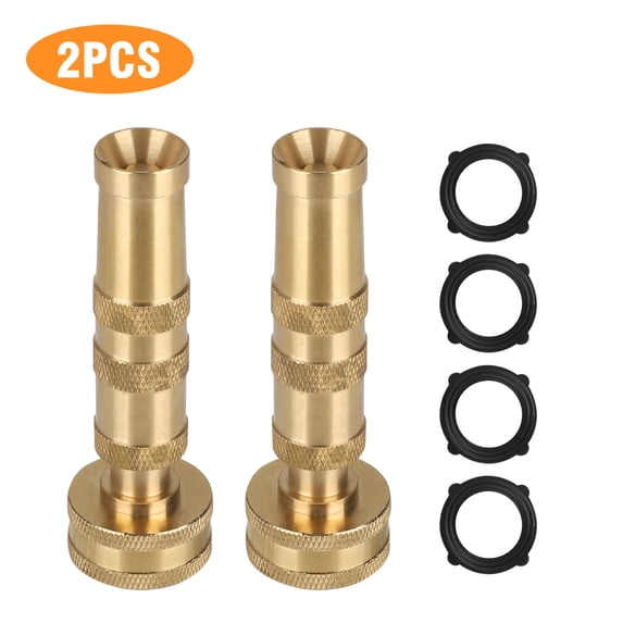 Zeeyh 2Pcs Solid Brass Garden Hose Nozzle Heavy Duty, High Pressure Hose Nozzle for Car Wash, Adjustable Twist Control Water Hose Nozzle Sprayer from Spray to Jet, Fits Standard Garden Hoses Nozzle