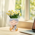 thumbnail image 5 of simhoa Girl Figurine Planter Pot Cute Plant Container for Balcony Housewarming Gift Dog, 5 of 10