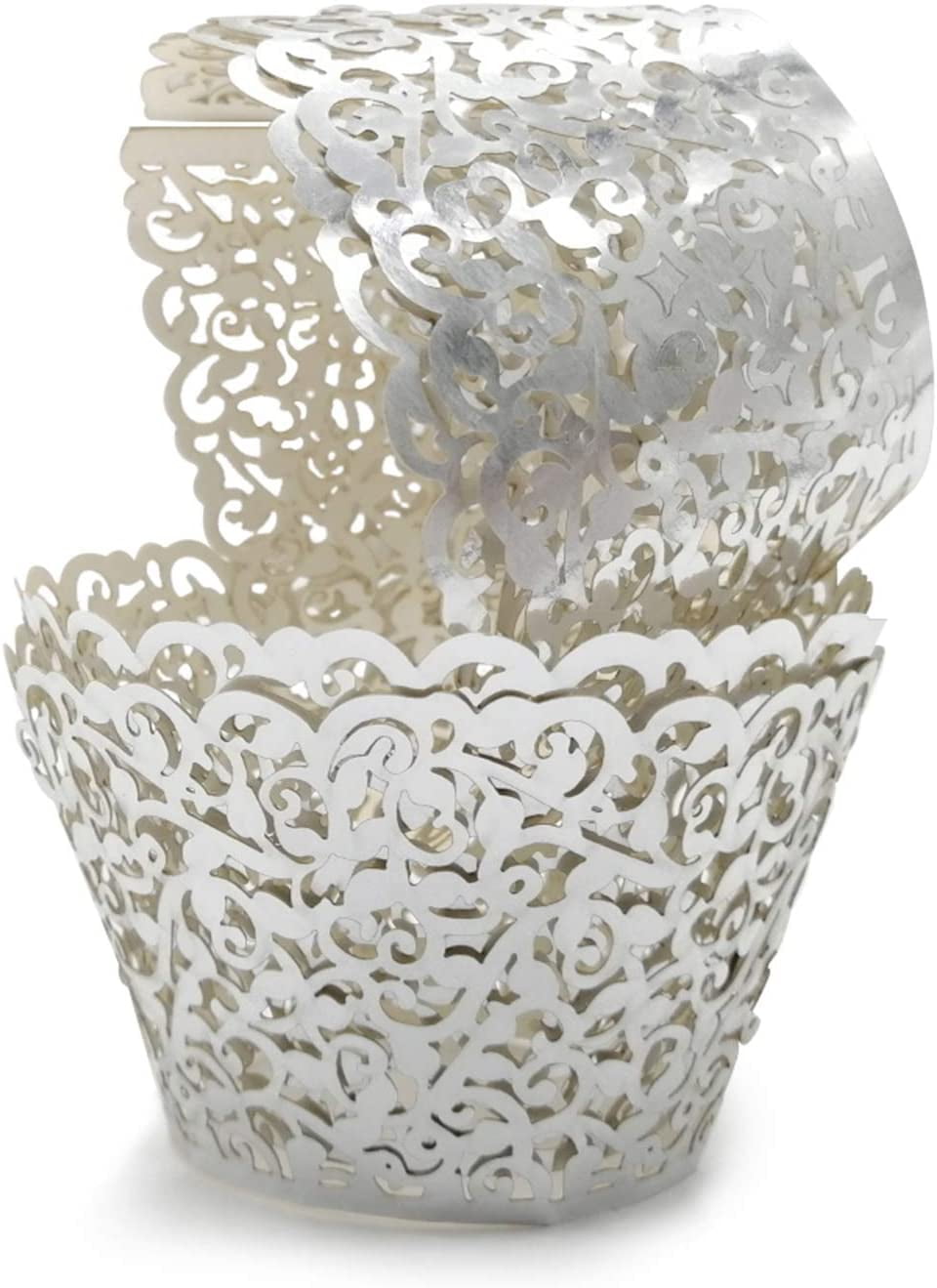 200pc Cupcake Wrappers Vine Designed Laser Cut Cupcake Wraps Lace Cupcake Liners Baking Cup Muffin Case Trays for Wedding Baby Shower Brithday Decorations Artistic Bake Cake Paper Cups 