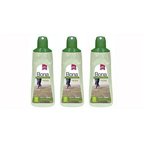 3 pack of bona stone tile & laminate floor cleaner refill cartridge, 34 oz