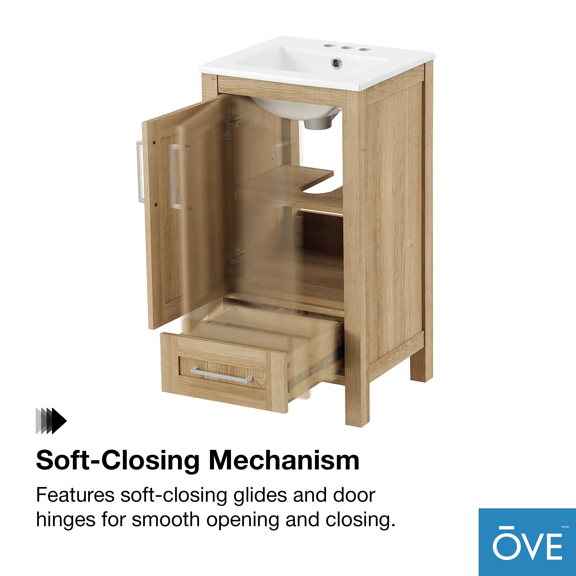 Ove Decors Kansas 18 W x 16" D Freestanding Bathroom Vanity with Sink, White Oak