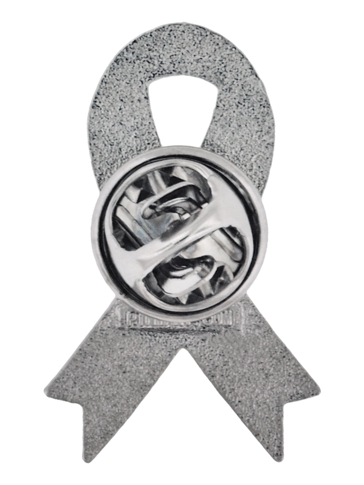 PinMart White and Black Awareness Ribbon Enamel Lapel Pin