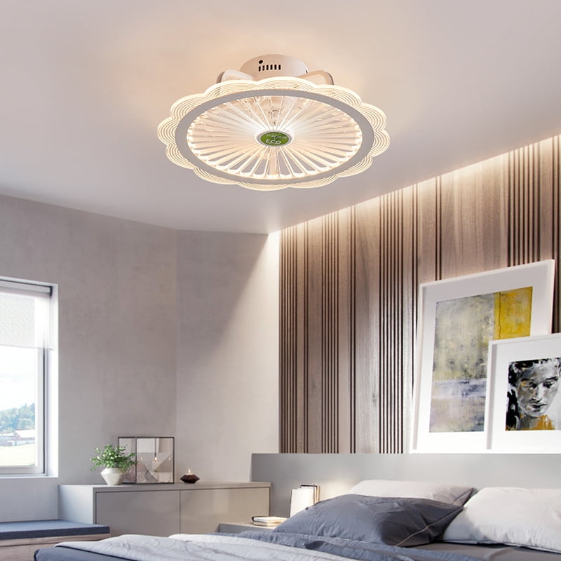 20" Ceiling Fan with Lights, Enclosed Round LED Ceiling Lighting Fan