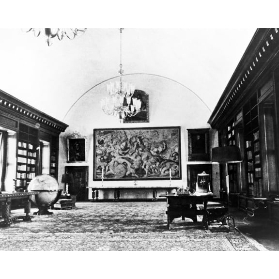 Print: Hermann Goering Residence, Carinhall, Bibliothek, 1940