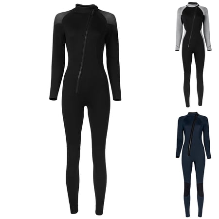 nerohusy Full Body Wetsuit for Women 3MM Neoprene Long Sleeve Diving Suit Thermal Snorkeling Swimwear Black XXL