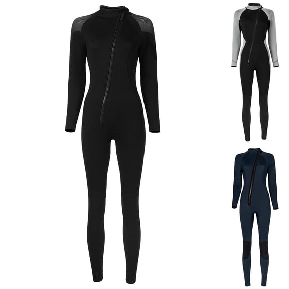 nerohusy Women's Winter Swimming Wetsuit 3MM Neoprene Long Sleeve Full Body Diving Suit Thermal Surfing,Black,XL