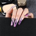 thumbnail image 3 of Square Press on Nails Long,Neon Colorful Butterfly rhinestones Press On Nails Long Reusable Semi Transparent Nails Cute, 3 of 4