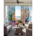 thumbnail image 6 of Coastal Beach Kitchen Curtains Summer Ocean Colorful Shell Coral Cafe Short Curtains for Bathroom Blackout Window Curtain Grommet Small Window Treatment Tier Drapes for Bedroom Living Room 52"x45"x2, 6 of 9
