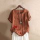 thumbnail image 1 of Fiudx Ofertas y Liquidaciones Blusa Informal de Manga Corta con Cuello Redondo y Botones Sueltos para Mujer, 1 of 5