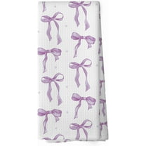 Coquette Kitchen Towels - Purple Preppy Bow Girly Dish Towels, Cute Trendy Funky Bowknot Decorative Absorbent Dishcloths Hand Towel for Kitchen Home Bathroom Girls Drom Decor 18x26 Inches