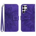 thumbnail image 3 of Cowithday Flip Wallet Cover Case for Samsung Galaxy S23 Ultra 5G Phone, S23 Ultra TPU Case, PU Leather Embossed Sunflower Shockproof Kickstand Slim Magnetic Case for Samsung S23 Ultra 5G, Darkpurple, 3 of 12