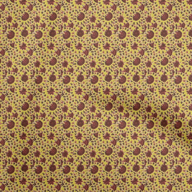 oneOone Polyester Spandex Yellow Fabric Floral Sewing Craft Projects Fabric Prints By Yard 56 Inch Wide