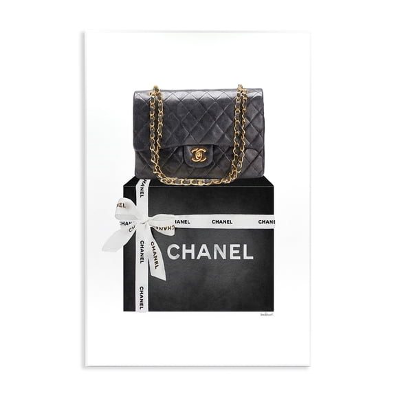 Stupell Industries Art Deco Black Quilted Purse on Bold Glam Bow Box Wall Plaque Art, 13 x 19, by Amanda Greenwood