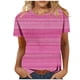 thumbnail image 2 of Fiudx Ofertas y Liquidaciones Blusas de Cuello Redondo de Manga Corta de Color Sólido Casual de Moda para Mujer Camisas, 2 of 5