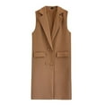 thumbnail image 6 of Ladies Lapel Sleeveless Suit Vest Shirt Jacket Vest Vest Vest Women Suit Vest Coat Pocket Winter Sleeveless Trun-down Collar Solid Outerwear, 6 of 6