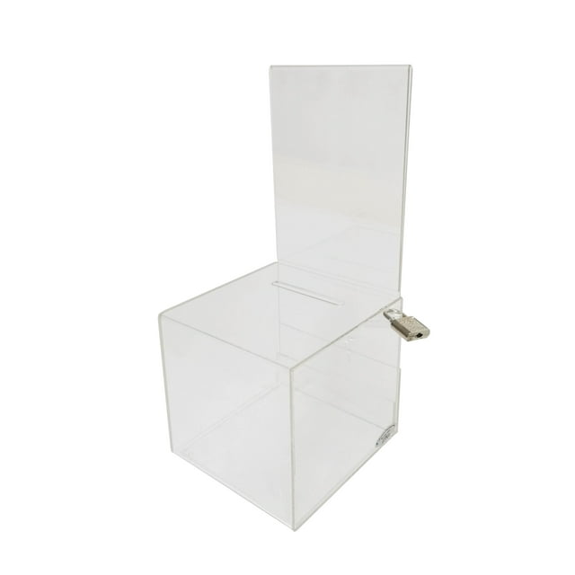 FixtureDisplays® Small Acrylic Plexiglass Clear Donation Box Tip Offering Charity Fundraising Box 11040-NEW