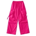 thumbnail image 4 of Razzly Cargo Pants Woman Relaxed Fit Baggy Clothes Black Pants High Waist Zipper Slim Drawstring Waist With Pockets Loose Plus Size Women Dressy Casual Teen Sweatpants Linen Pants Women(Hot Pink,L), 4 of 4