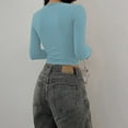 thumbnail image 5 of WNEGSTG Long Sleeve Shirts for Women Leisure Sexy Tight Elastic Solid T Shirt Top Blue, 5 of 5