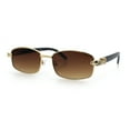 thumbnail image 5 of Luxury 90s Gangster Narrow Rectangle Jaguar Head Hinge Sunglasses Gold - Brown, 5 of 8