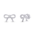 thumbnail image 4 of AFFY Fashion Cute Tiny Bow Stud Earrings In White Gold Over Sterling Silver For Women's, 4 of 5