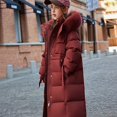 thumbnail image 2 of DJDLJWCJ Girls Long Winter Puffer Coat With Hood Girls Warm Quilted Down Jacket Insulated Long Length Outerwear Wine Size 11, 2 of 7