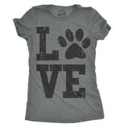 Womens Love Paw T shirt Cute Gift for Dog Mom Pet Lover Cool Funny Graphic Tee (Dark Heather Grey) - 3XL