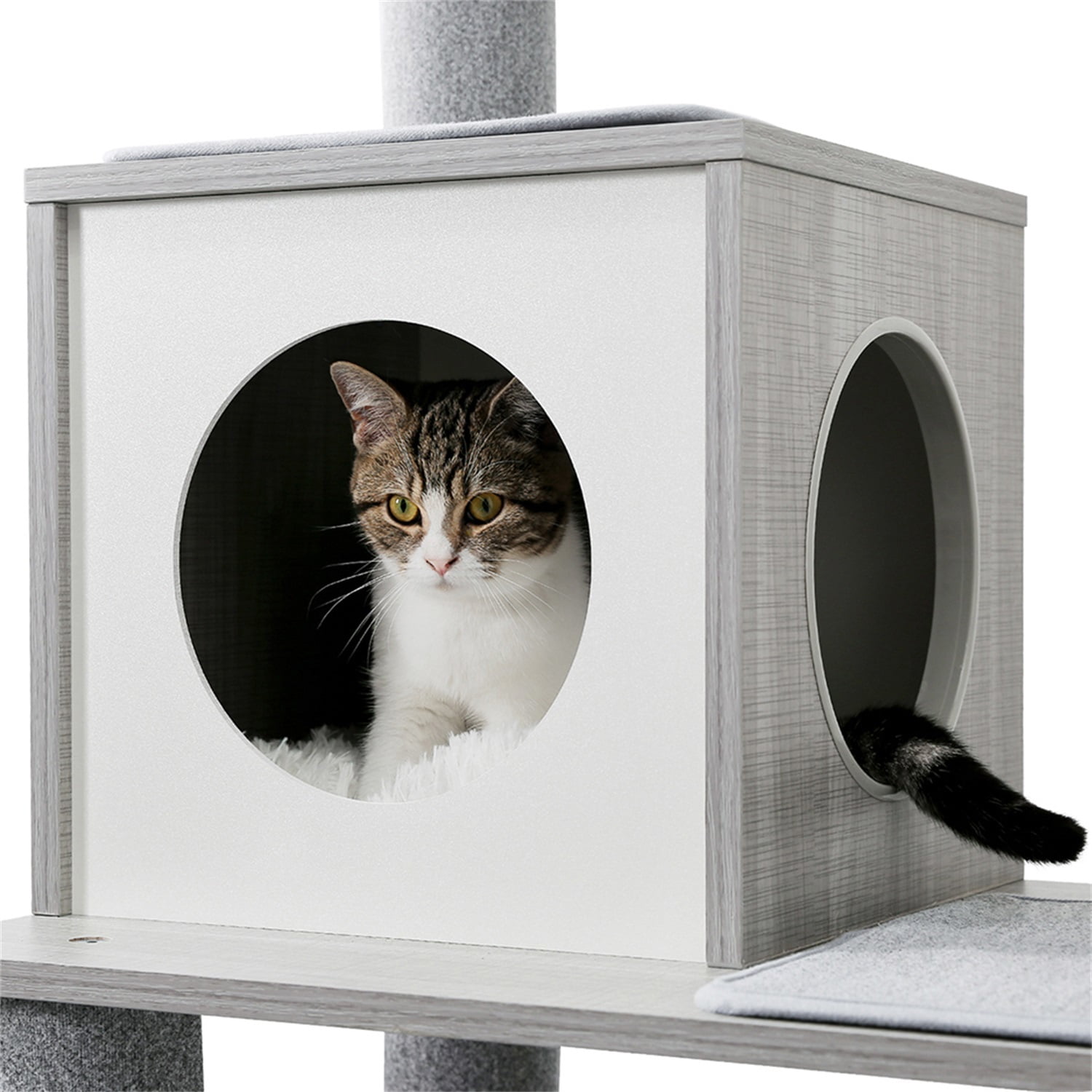 Pefilos 61" Modern Cat Tree Tower for Indoor Cats with Scratching Posts, Cozy Cat Condo Furniture, Soft Hammock and Top Perch, Dangling Ball for Small Medium, Gray Pefilos 61" Modern Cat Tree Tower for Indoor Cats with Scratching Posts, Cozy Cat Condo Furniture, Soft Hammock and Top Perch, Dangling Ball for Small Medium, Gray
