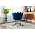 thumbnail image 3 of 360° Swivel Shell Chair with Silver Base, Adjustable Height Upholstered Office Chair with Shell Backrest, Modern Velvet Accent Chair for Living Room Bedroom Office Dorm, Navy, 3 of 9