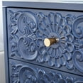 thumbnail image 6 of Wirrytor Vintage Short Nightstand with 2 Drawers, Bedside Table 2 Drawer Dresser with Embossed Pattern, Storage End Table with Wooden Legs for Bedroom & Living Room,Blue, 6 of 9
