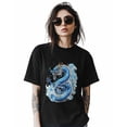 thumbnail image 2 of Blue Dragon Chinese Style Womens Tshirt Graphic Tees Cotton Crew Neck T-Shirts, Casual Short Sleeve Shirts for Women Teen Girl Chinoiserie, 2 of 3