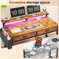 thumbnail image 2 of Romorgniz 37.8" H Computer Desk with LED Lights Small Desk with 2 Fabric Drawers & Side Pocket, Ergonomic Study Desk with Monitor Stand for Home Office, Gaming, Small Spaces, Rustic Brown, 2 of 9