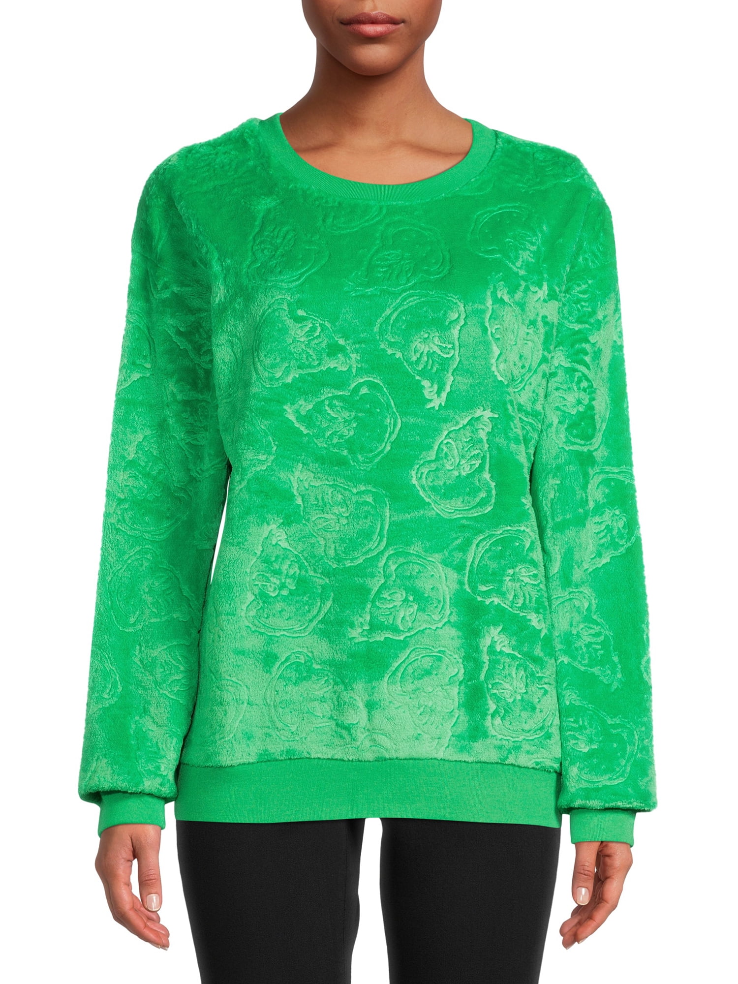 Dr. Seuss' The Grinch Grinch Juniors Holiday Monogram Fleece Pullover