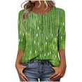 thumbnail image 2 of Spring Tops For Women Plus Size Crew Neck 3/4 length SleevePrnited Dressy Pullover Lightweight Tops Blouses Summer Workout Going Out Shirts for Women, 2 of 6