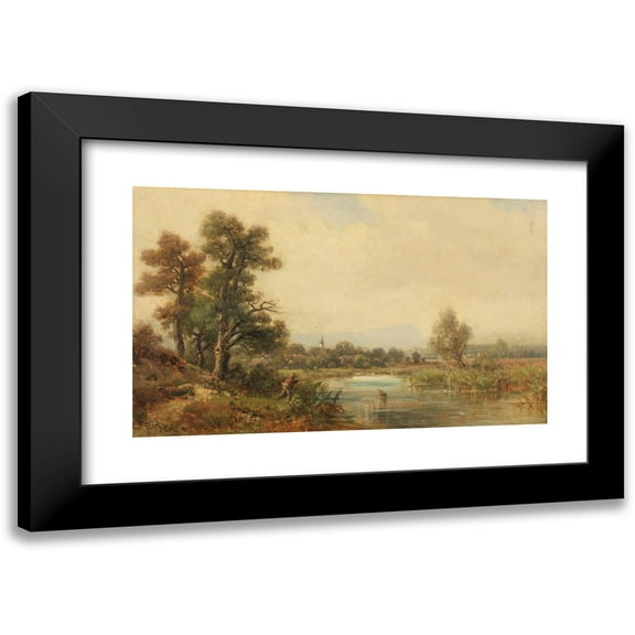 Ludwig Sckell 14x10 Black Modern Framed Museum Art Print Titled - Small River Landscape
