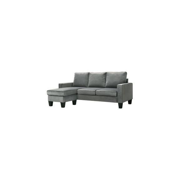 Glory Furniture Jessica Velvet Sofa Chaise in Gray