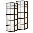 thumbnail image 1 of Homz Tour de Rangement Domestique en Plastique à 6 Tiroirs Transparents, Noir (Lot de 2), 1 of 7