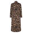 thumbnail image 5 of Womens Button Down Leopard Print Shirt Dress Rolled Long Sleeve Maxi Dresses Plus Size Split Fall Casual Dress (M, Coffee), 5 of 6