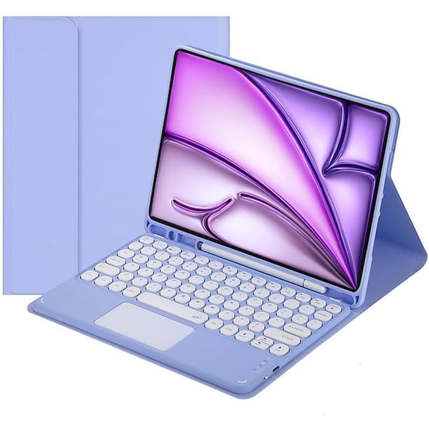 Funda con teclado táctil para iPad Air de 13 pulgadas (M3) 2025, (M2) 2024 con portalápices - Teclado Bluetooth táctil magnéticamente desmontable