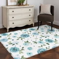 thumbnail image 4 of Farmhouse Flower Washable Area Rugs 3'x5', Country Light Blue Floral Leaf Texture Low Pile Throw Living Room Rug Non-Slip Sturdy Edge Binding Carpet for Indoor Entryway Bedside Kitchen, 4 of 9