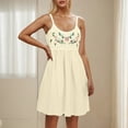 thumbnail image 5 of Boho Dresses For Women Beach Fashion Casual Loose A-Line V-Neck Sleeveless Spaghetti Straps Solid Color Mini Flowy Sundress Beige-06, 5 of 9
