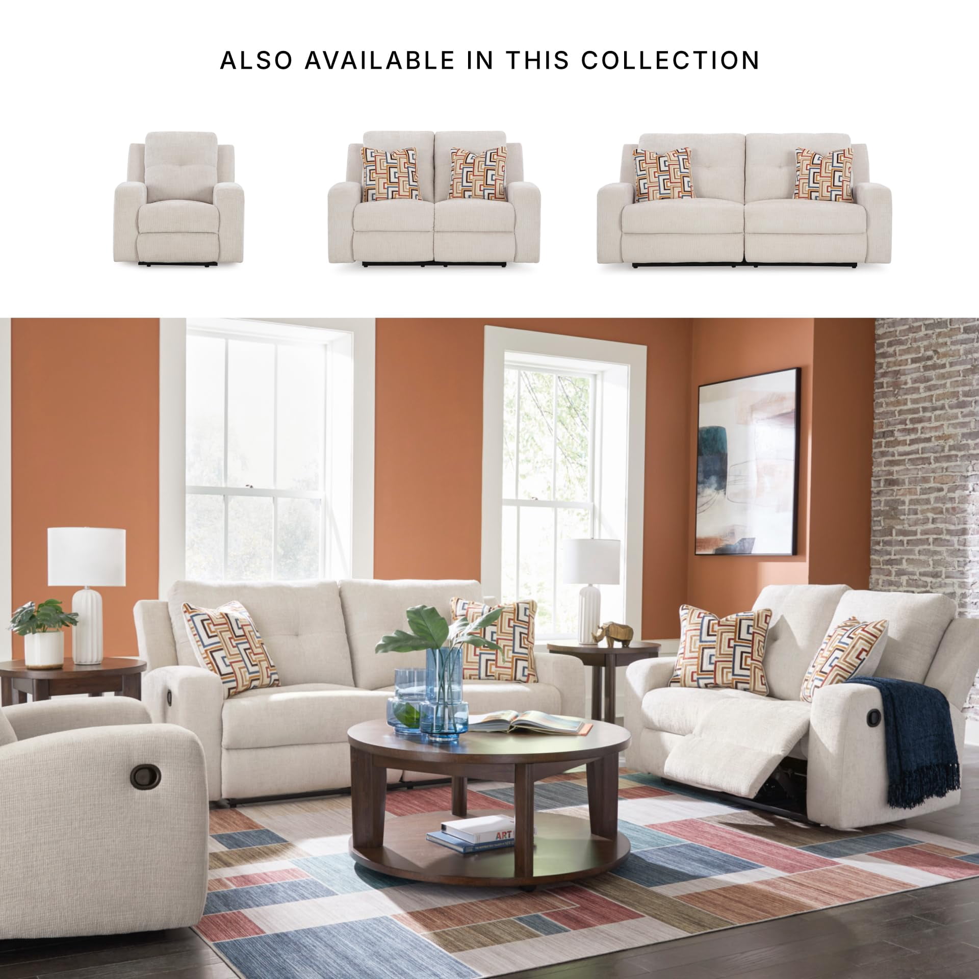 Signature Design by Ashley Danum Beige Reclining Sofa