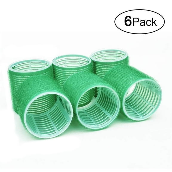 Jumbo Hair Curlers Rollers, Velcro Rollers, Large Self Grip Hair Curlers for Long Hair, Big Hair Rollers for Long Hair. No heat Curlers Hair Rollers 2.5 inch 6 Pack, Random Color