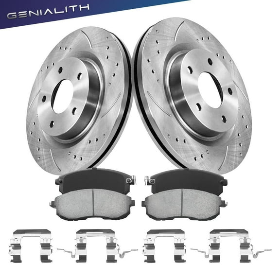 Genialith 296mm Front Drilled Brake Rotors Ceramic Pads Kit for Nissan Altima 2013-2007