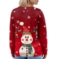 thumbnail image 5 of Women's Fashion Long Sleeve Christmas Snowman Snowflake Print Jacket Cardigan for Holiday Party and Casual Daily Wear,Red,S, 5 of 6