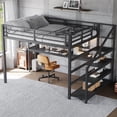 thumbnail image 4 of Harper & Bright Designs Queen Size Metal Loft Bed with Desk and Storage Stairs, Loft Bed Frame with LED Lights and USB Ports for Boys and Girls, White, 4 of 4
